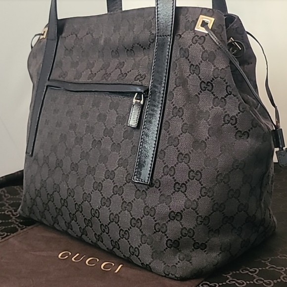 GUCCI VINTAGE EARLY 2000'S GG CANVAS TOTE/SHOULDER BAG CANVAS/LEATHER - Picture 6 of 15